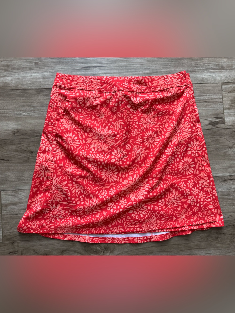 RIPSKIRT length 2 size medium Velcro wrap skirt pockets red pink floral